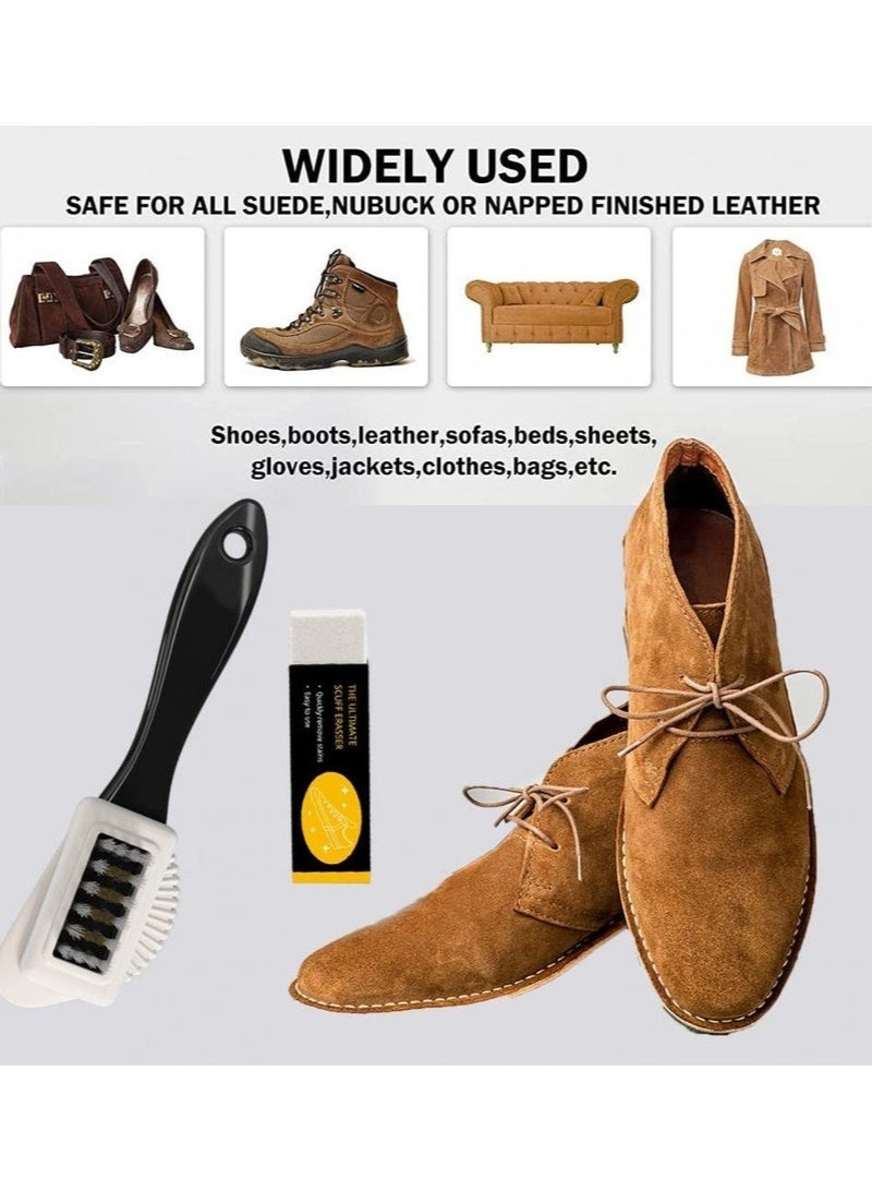 4 في 1 منظف فرشاة جلدية مع ممحاة مطاطية متعددة الوظائف مجموعة فرشاة تنظيف أحذية جلدية وأحذية رياضية وحقائب ومقاعد سيارات - Image 3